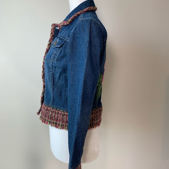 Liz Claiborne Denim Jacket with Painted Rose Lg - Picture 5 of 6